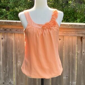 Peach Sleeveless Top with Floral Detail
